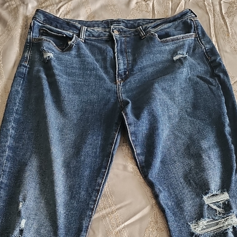 Arizona Jean Company Women's Distressed Dark Blue Boyfriend Jeans
